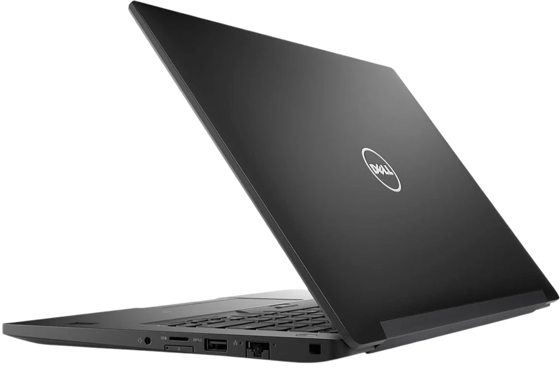 Bestellaptops Dell Latitude 7490 zakelijke laptop in zwarte behuizing, zijaanzicht met poorten zichtbaar