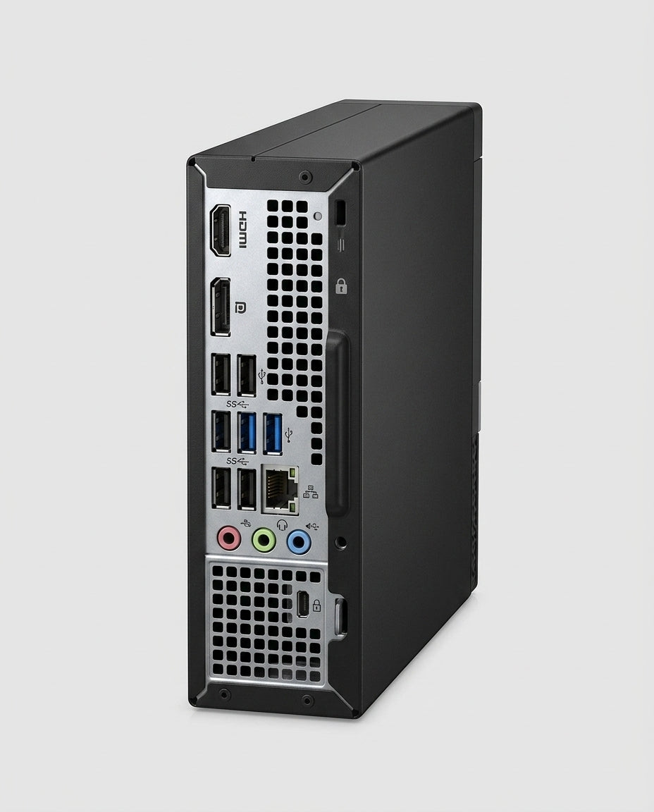 Micro form factor desktop PC — Rear Connectivity Studio | Generated by Modelize
